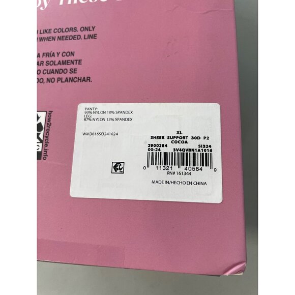 Silk Impressions Pantyhose Size XL Sheer Support Cocoa Brown 30 Denier 2Pair NEW - Picture 4 of 6